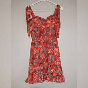 Red floral dress, size 3/4.